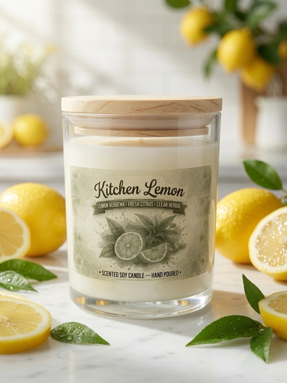 9oz Kitchen Lemon Candle | Fresh Clean Citrus | Soy Wax Hand Poured Candle
